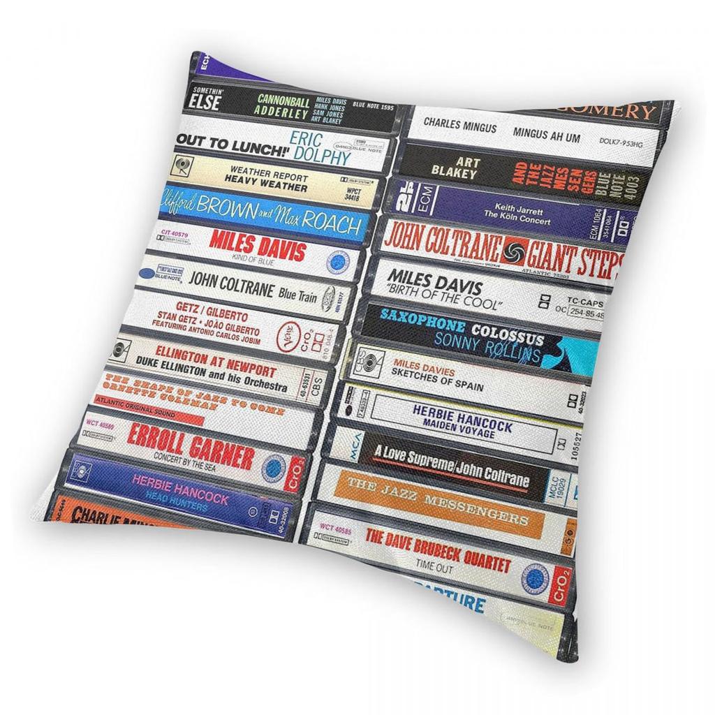 Jazz Music Classic Albums Square Pillowcase Polyester Linen Velvet Creative Zip Decorative Pillow Case Room Cushion Cover