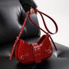 Красная персонализированная сумка через плечо для женщин, новая мода, универсальные, крутые, для девушек, мотоциклетные сумки на одно плечо, сумки из искусственной кожи под мышками