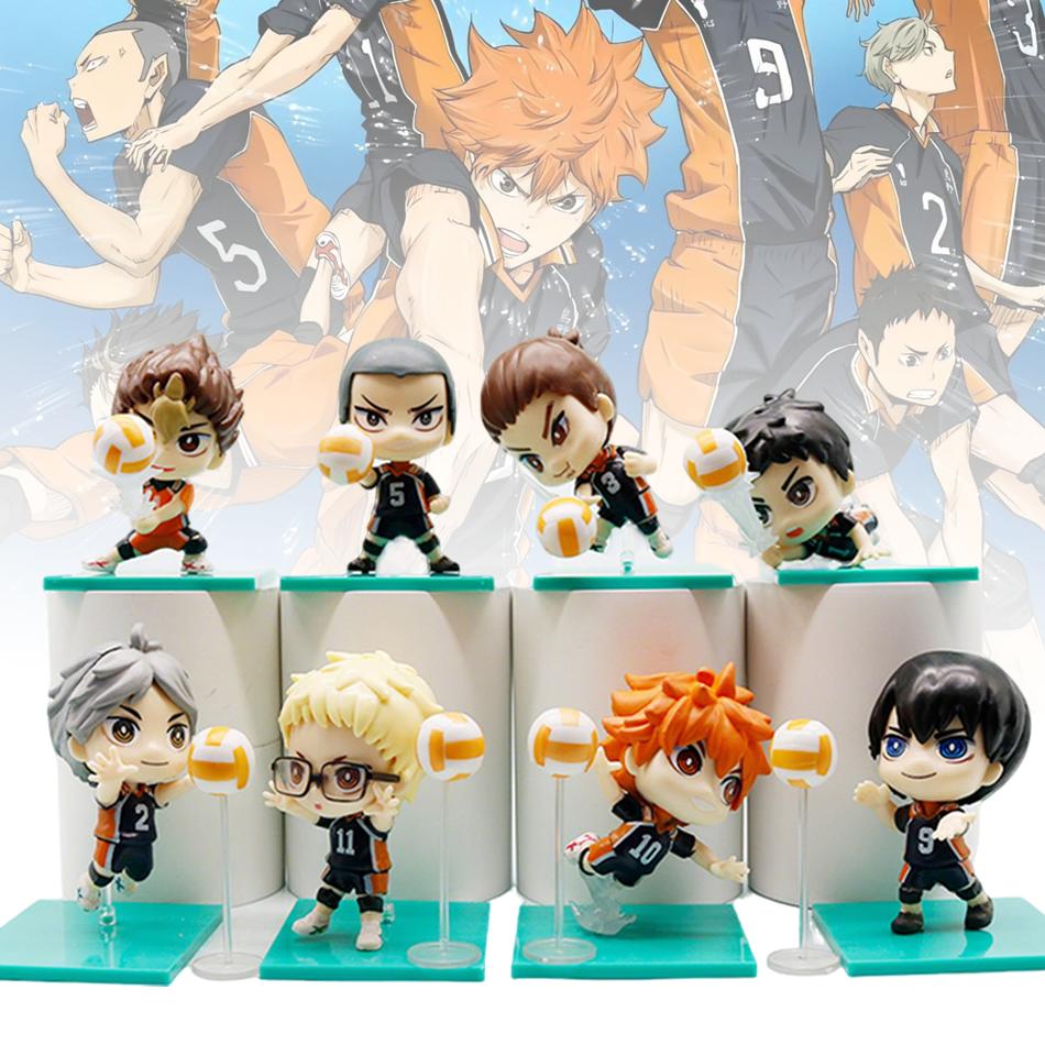 8 Pcs Haikyuu Multi-character Figures Cute Anime Desktop Decor Collectible Model Toys Children's Gifts Support
