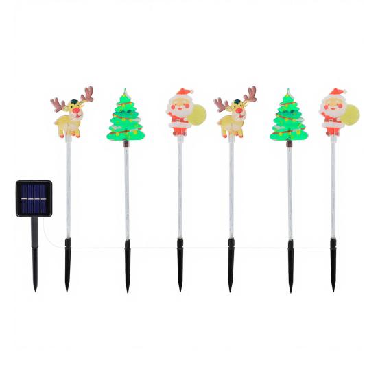 Solar Christmas Stake Lights Waterproof Outdoor Lawn Decor with Santa And Snowman Warm White LED String Lights for Yard And Pathway