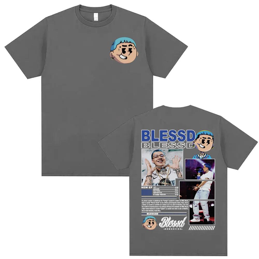 BLESSD BENDECIDO Tour 2025 Merch Rapper T-Shirt, Men's and Women's Clothing, High Quality Harajuku Hip Hop Cotton T-Shirt