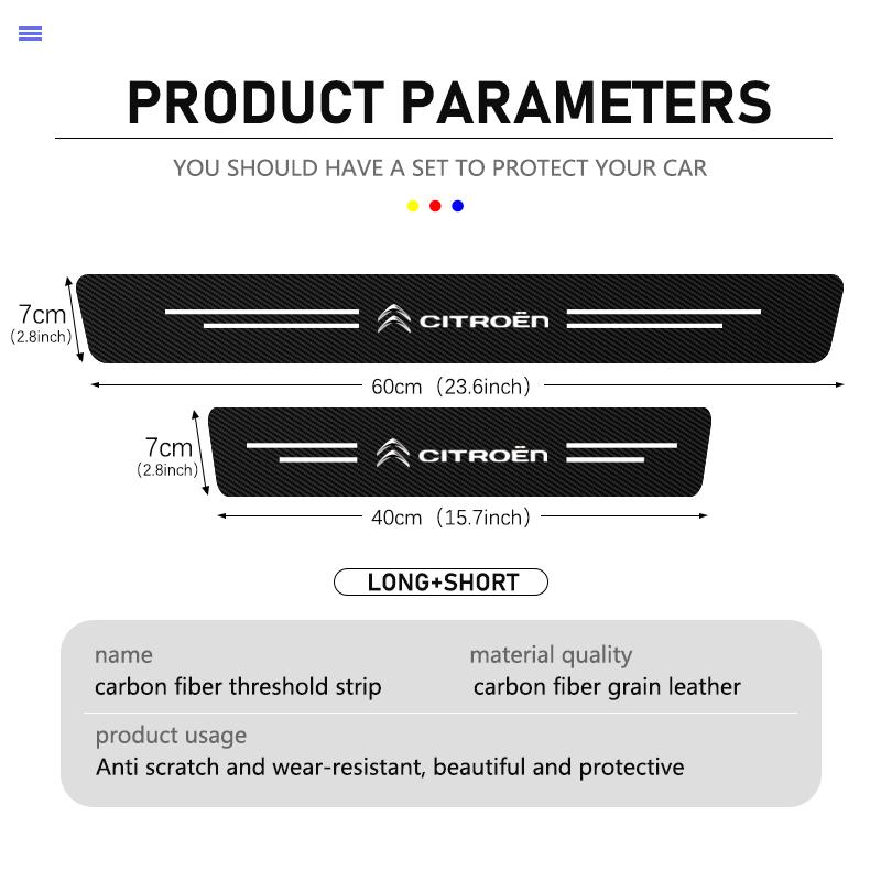 5pcs Carbon Car Door Sill Threshold Stickers Decorative Decals For Citroen Grand Berlingo Jumper Celysee Xsara Picasso Aircross