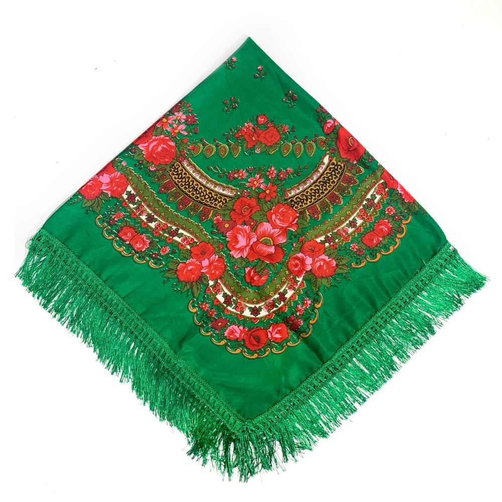 120*120см Ретро Цветочный Принт Большая Квадратная Бандана Русские Шали с Бахромой Женский Головной Платок бабушка Платки Этническая Пашмина