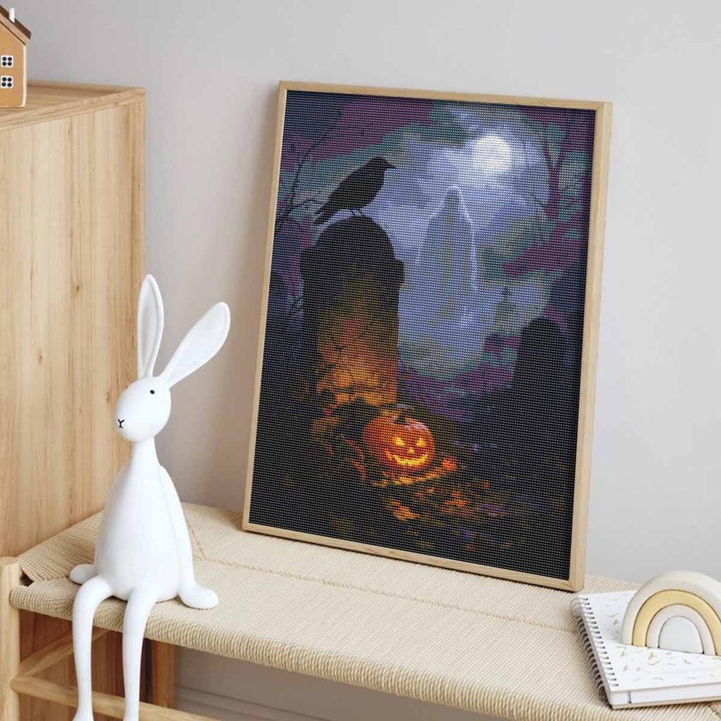 Halloween diamond painting kit pumpkin raven moonlight handmade diy painting home decoration painting
