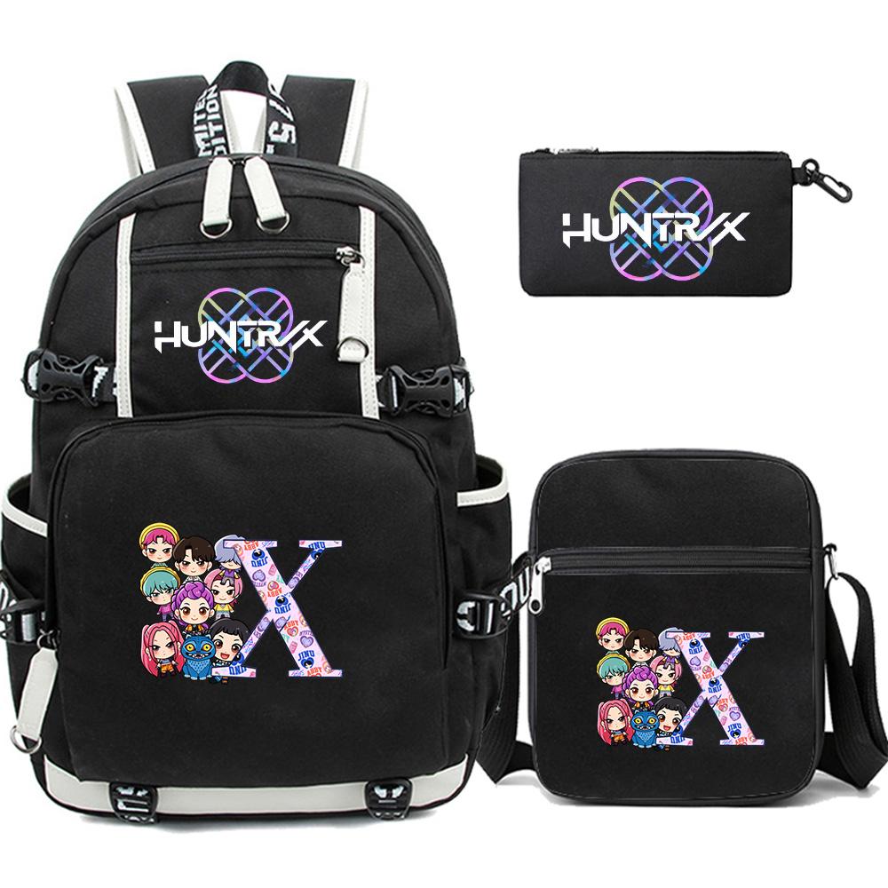 3Pcs/set 26 English Letter K-pop Printed Backpack with Pengcil Case Shoulder Bag for Teenager Girl Boy Bookbag Large Capacity Waterproof Travel Bag
