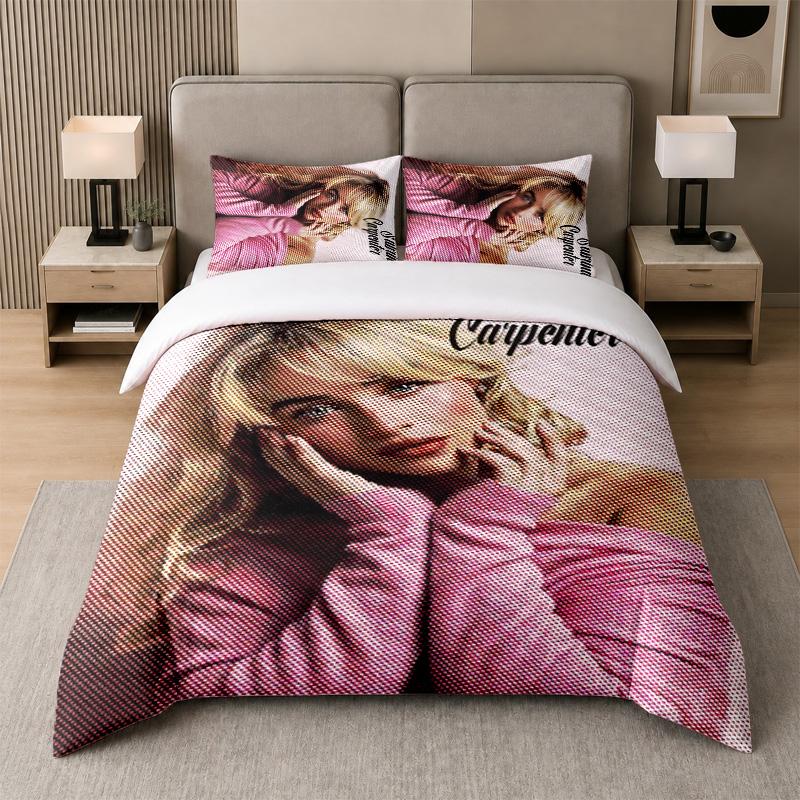 3Pcs Bed Set,Sabrina Carpenter 1 Duvet Cover and 2 Pillowcases, Printed Bedding Decor For Guest Room