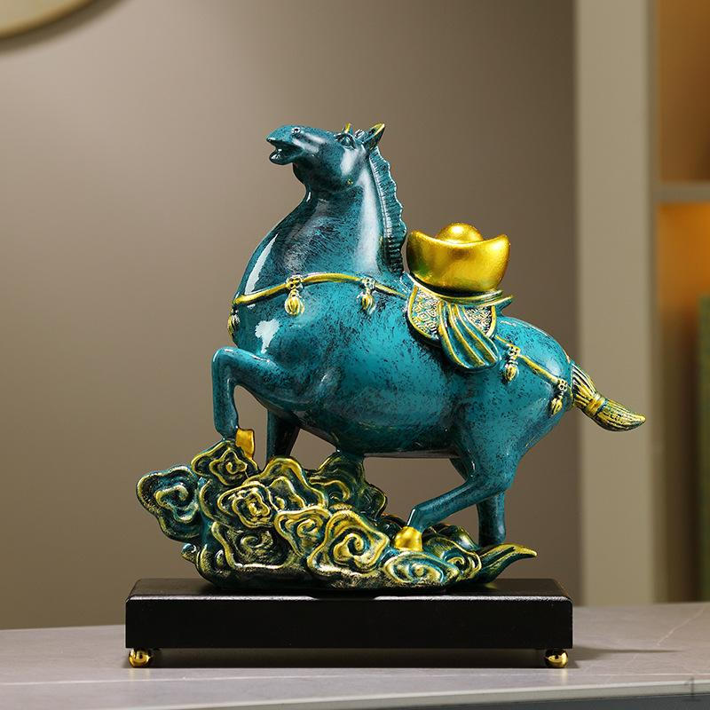 Фигурка лошади Скульптура животного Смола Центральный элемент Декоративный Китайский Фэн-шуй Настольный