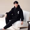 Мужской кардиган для сна с капюшоном и толстой подкладкой из кораллового флиса, домашняя одежда, спортивный комплект, зимний, теплый, уютный, фланелевый пижамный костюм