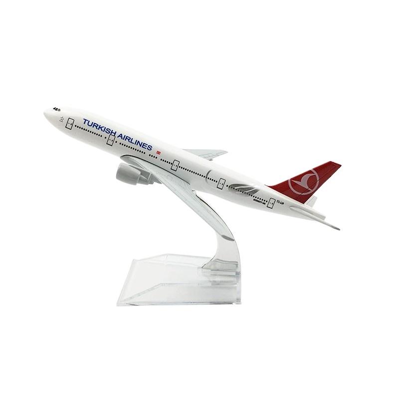Модель самолета B777 Turkish Airways в масштабе 1/400, 16 см, литая из сплава, с подставкой, для коллекции
