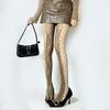 Millennial-style hot girl fishnet pantyhose with side cutouts, sexy and alluring, with integrated garter belt and rose jacquard design