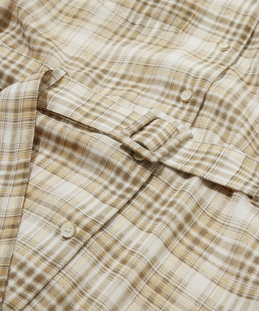 PENFIELD Шифоновое клетчатое прямое платье Желтое_Fs1Ws01F