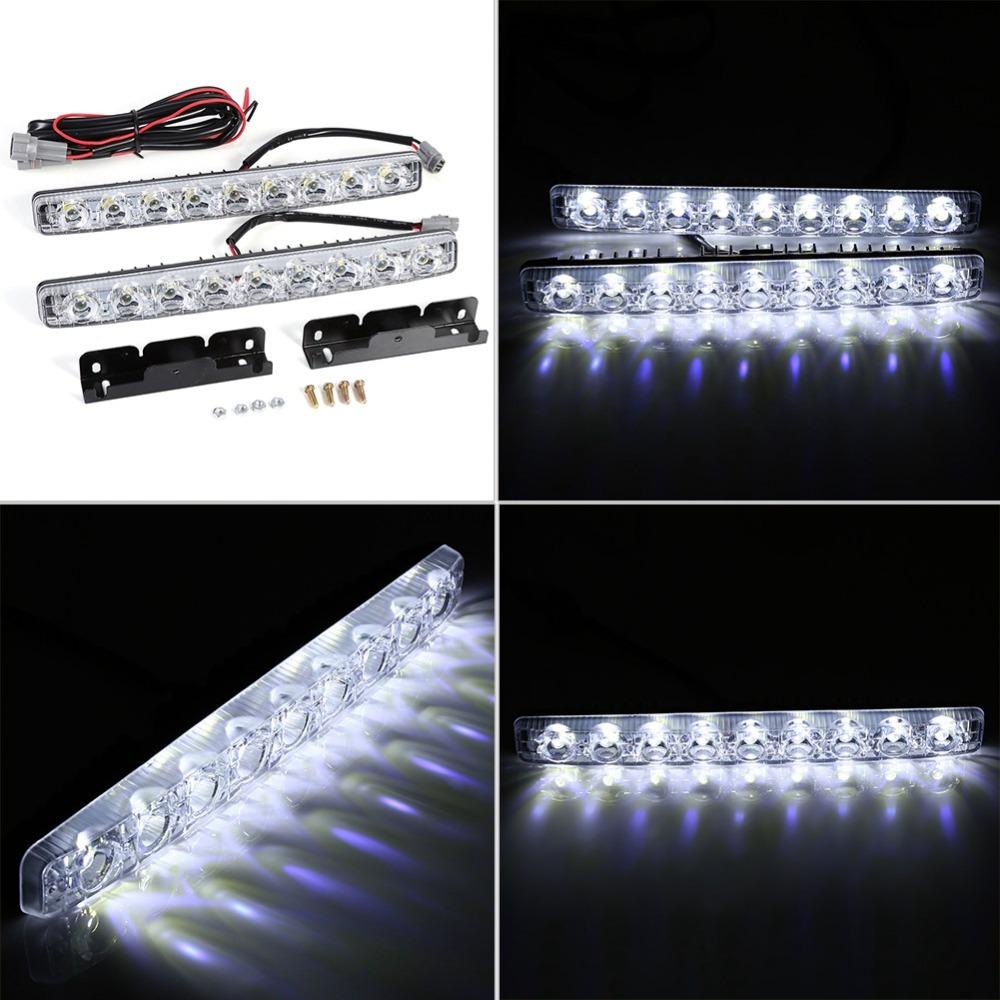 2Pcs 9-LED Daytime Running Lights White Color Driving Lamps Car Fog Lights For Cars