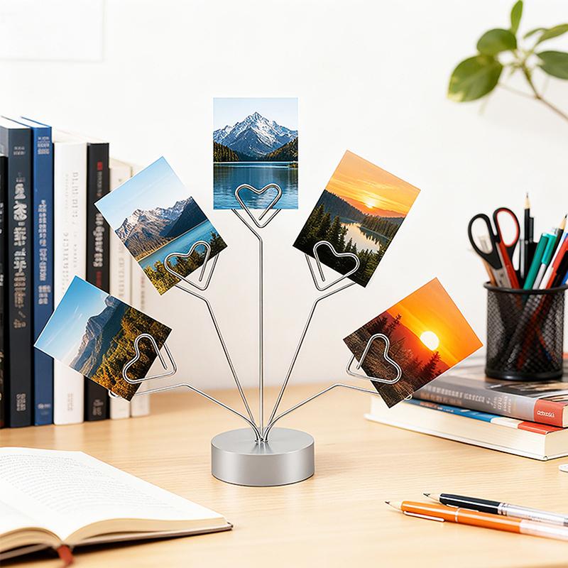 Creative Note Clips Business Card Holder Po Stand Desk Organizer Household Decor Office Decoration Supplies Valentine Party
