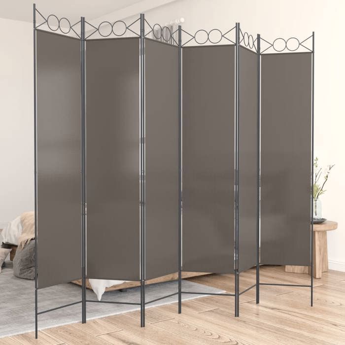 350160 vidaXL Room Divider 6 Panels Anthracite 240x200 Cm Fabric