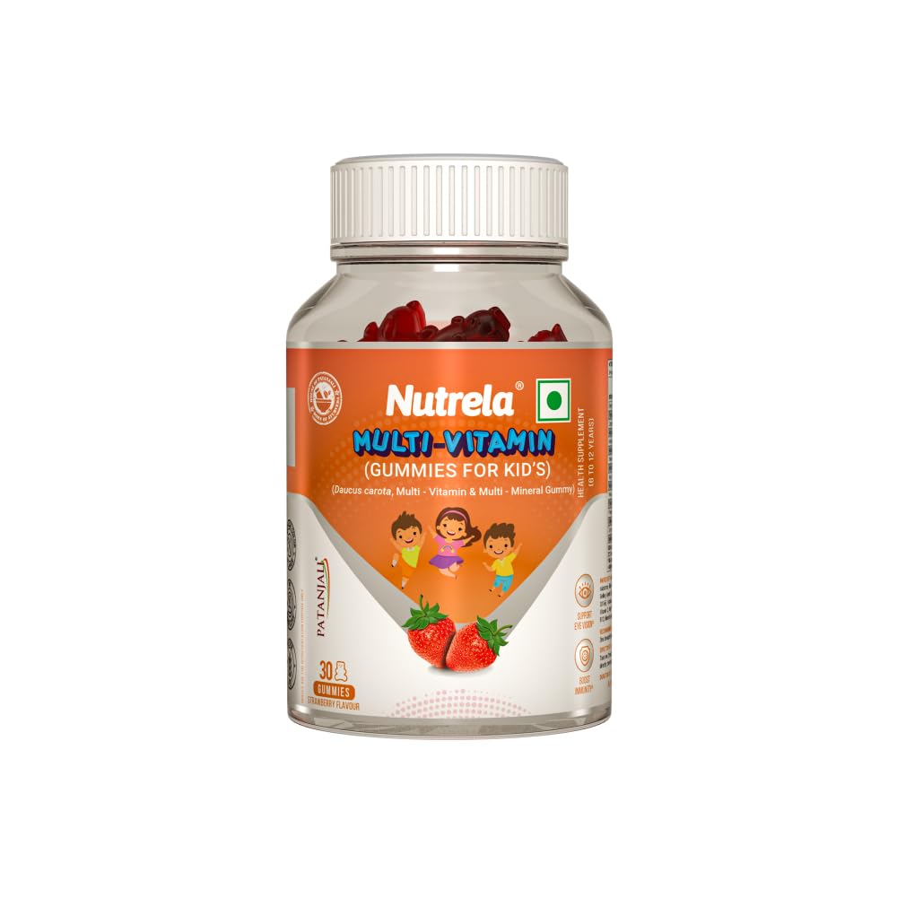 Nutrela Детские мультивитаминные жевательные конфеты Клубничный вкус 30 штук Для возраста 5+ Укрепление иммунитета Энергия костей