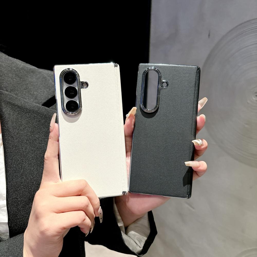 Матовый кожаный чехол однотонный для Samsung Galaxy Z Fold 7 6 4 fold7 ZFold Покрытие Бизнес Шарнир Ударопрочная задняя крышка