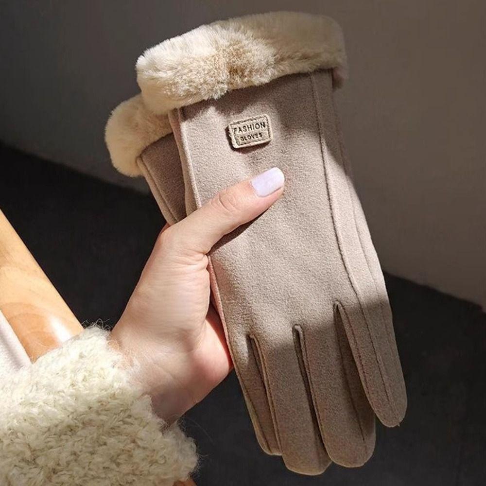 Thick Winter Gloves Velvet Women Mittens Skiing Plush Gloves  Girls