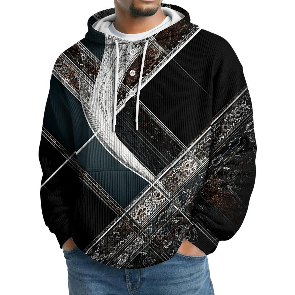 Men's Knit Hooded Sweatshirt Casual Long-Sleeve Sweatshirt