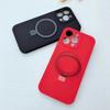 For iPhone 15 Pro Max Magnetic Case Liquid Silicone Phone Cover Ring Magnetic Kickstand
