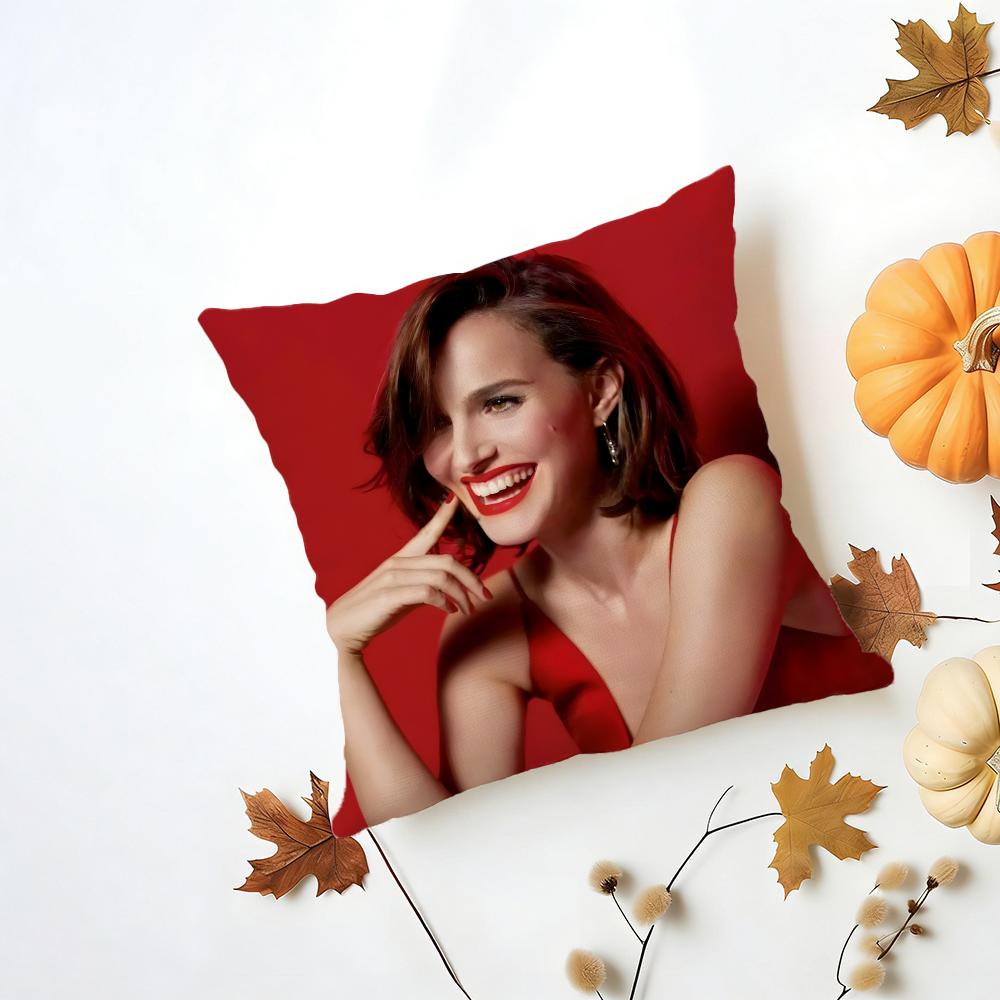 NNatalie Portman Cushion Cover Washable Linen Pillowcase Soft  for Daily Sofa Bed Home Room Decor