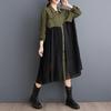 Long Sleeve Plus Size Vintage Patchwork New In Dresses for Women Casual Loose Spring Autumn Shirt Dress