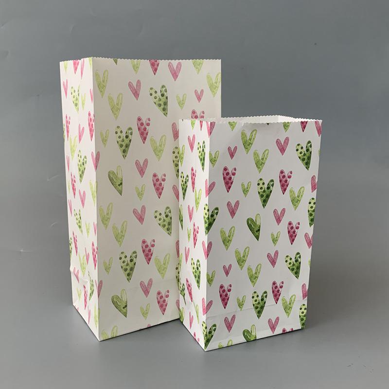 Small Floral Polka Dot Candy & Gift Paper Bag (Handle-Free, Flat Pocket for Cosmetics & Wedding Favors)