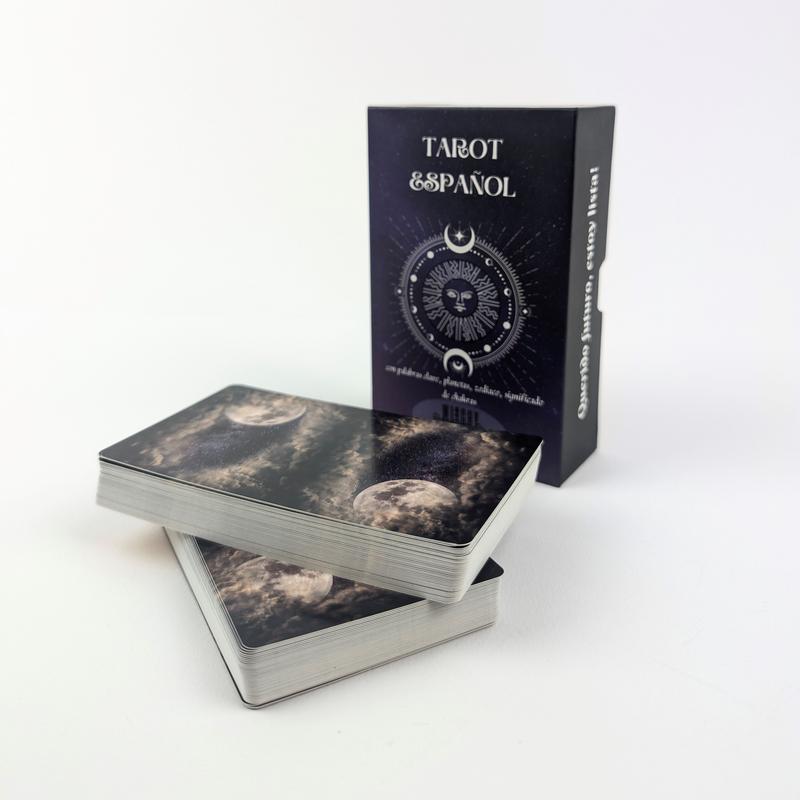 Испанское издание колоды карт Таро для начинающих со значениями на них, включая Чакры, Планеты, Зодиак, Элементы, Да или Нет