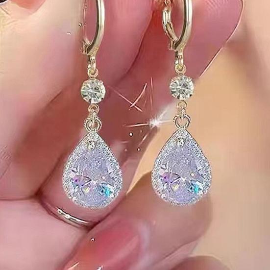 Chic Dangle Earrings Water Drop Pendant Alloy Decorative