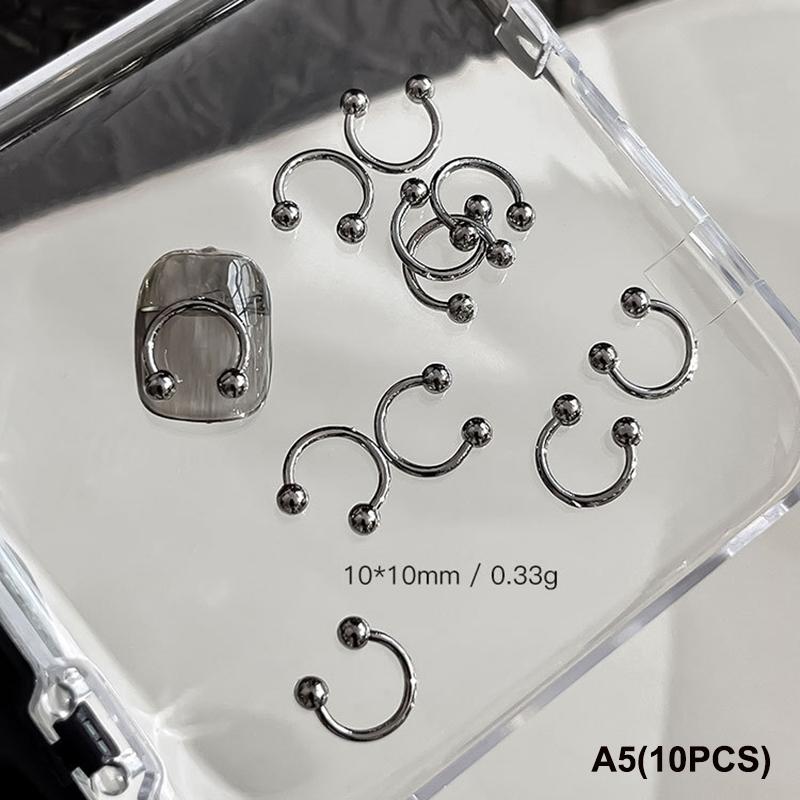 10 шт. Смешанный сплав Ретро Круг Ногти Арт Шармы 3D Панк Стиль Черный Серебристый Детали для Ногтей Украшение для Ногтей Маникюр Аксессуары