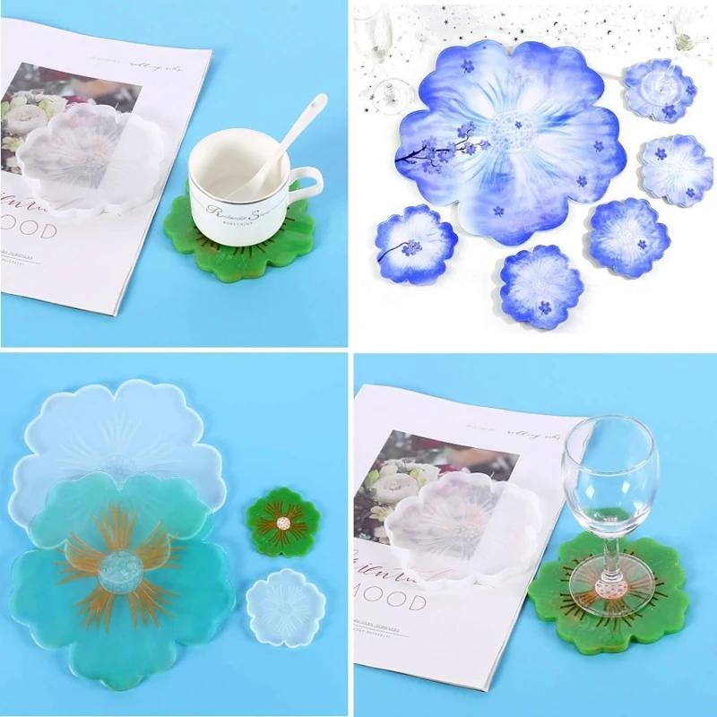 2026 Latest Models DIY Flower Shape Coaster Silicone Mold for Epoxy Resin DIY Handmade Craft Fruit Dish Molds Clay Plaster Mould