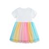 Summer New Arrivals: Girls' Rainbow Print Princess Dress Round Neck Tulle Skirt for Younger Children