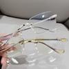 Fashion Frameless Glasses Women Rimless Anti Blue Light Eyeglasses Men Women Elegant Comfortable Eyeglasses