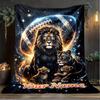 1PC Custom Name Lion Family Space flannel blanket versatile,all-season throw suitable for the living room,bedroom,camping,travel,and gift