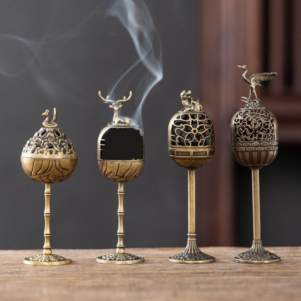 Изящная подставка для благовоний с обратным потоком Цинк Цинковый сплав Маленькая курильница для благовоний Печь на высокой ножке Кабинет