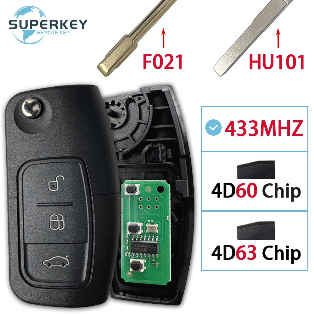 Выкидной Пульт для Автомобильного Ключа 433 МГц Чип 4D63/4D60 Для Ford Fusion Focus Mondeo Fiesta Galaxy F021 Лезвие HU101