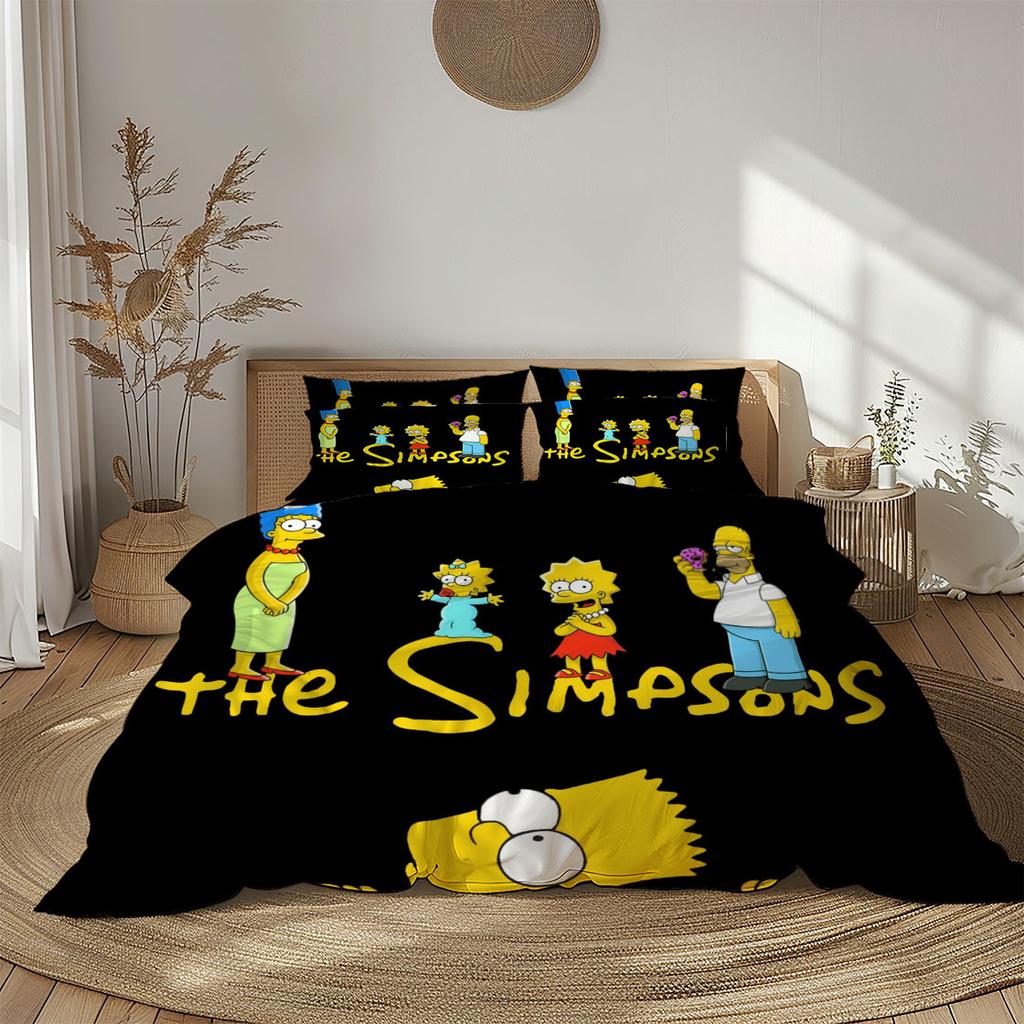 Swimming Simpsons Duvet Cover Set Single Twin Double Queen King Cal King Size Bed Linen Set