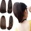 Short Straight Claw On Ponytail for Women Synthetic Straight Ponytail Hairpiece Brown Blonde Hairstyle