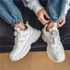 2025 New Rotary Button Men's Shoes Spring Thick-Sole Heightened Dad Shoes Casual and Versatile Sports Little White Shoes Burst