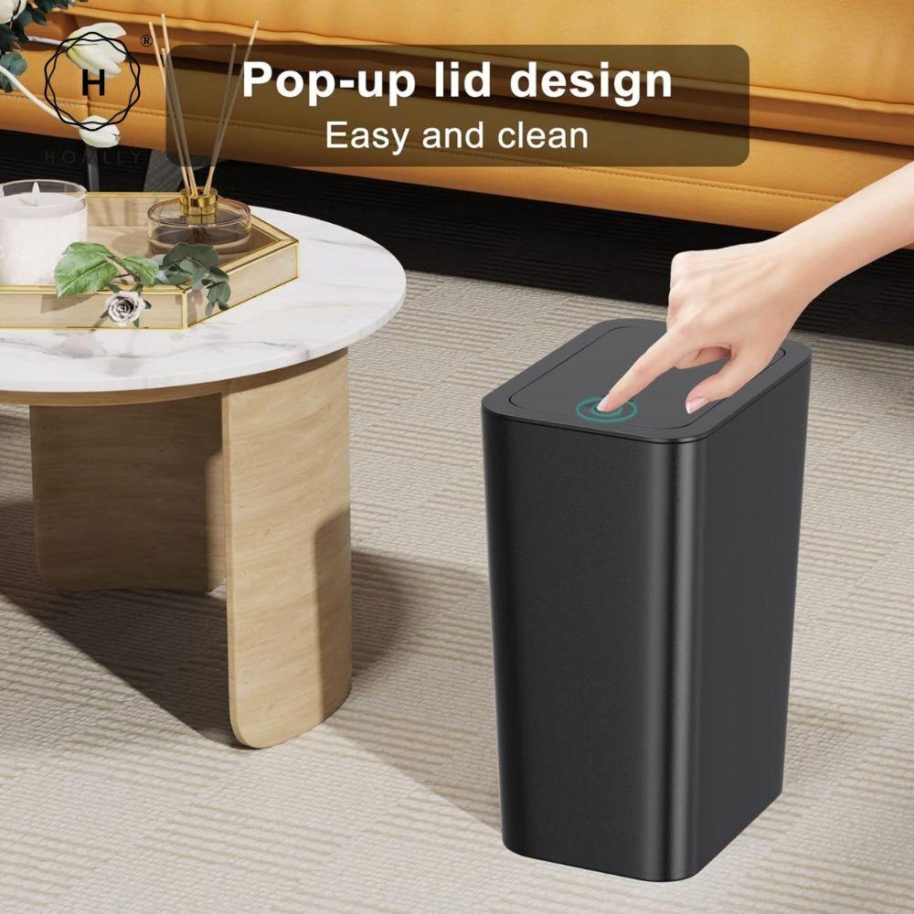 HOMLLY Slim Garbage Rubbish Trash Bin with Pop-Up Lid (3 Colors)