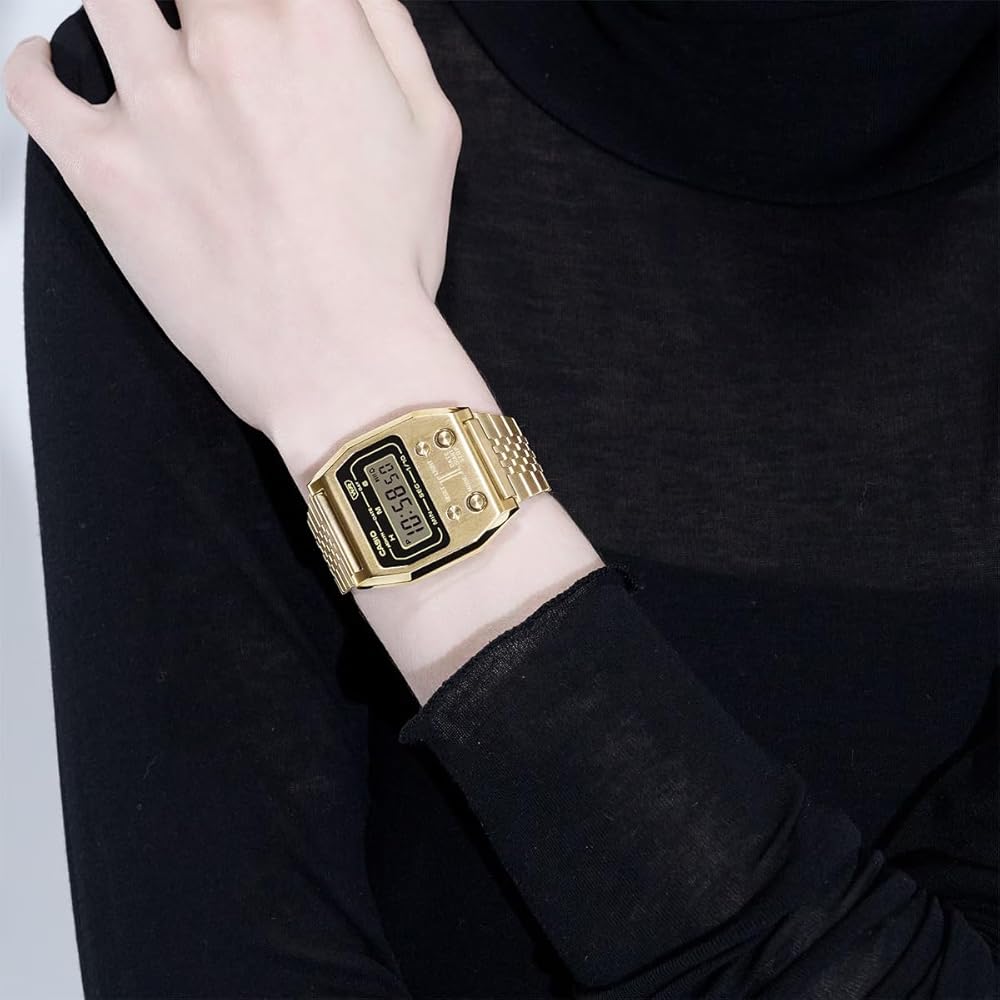 Casio Винтажная серия A1100G-5 Унисекс Цифровые часы Золотой Ретро-дизайн