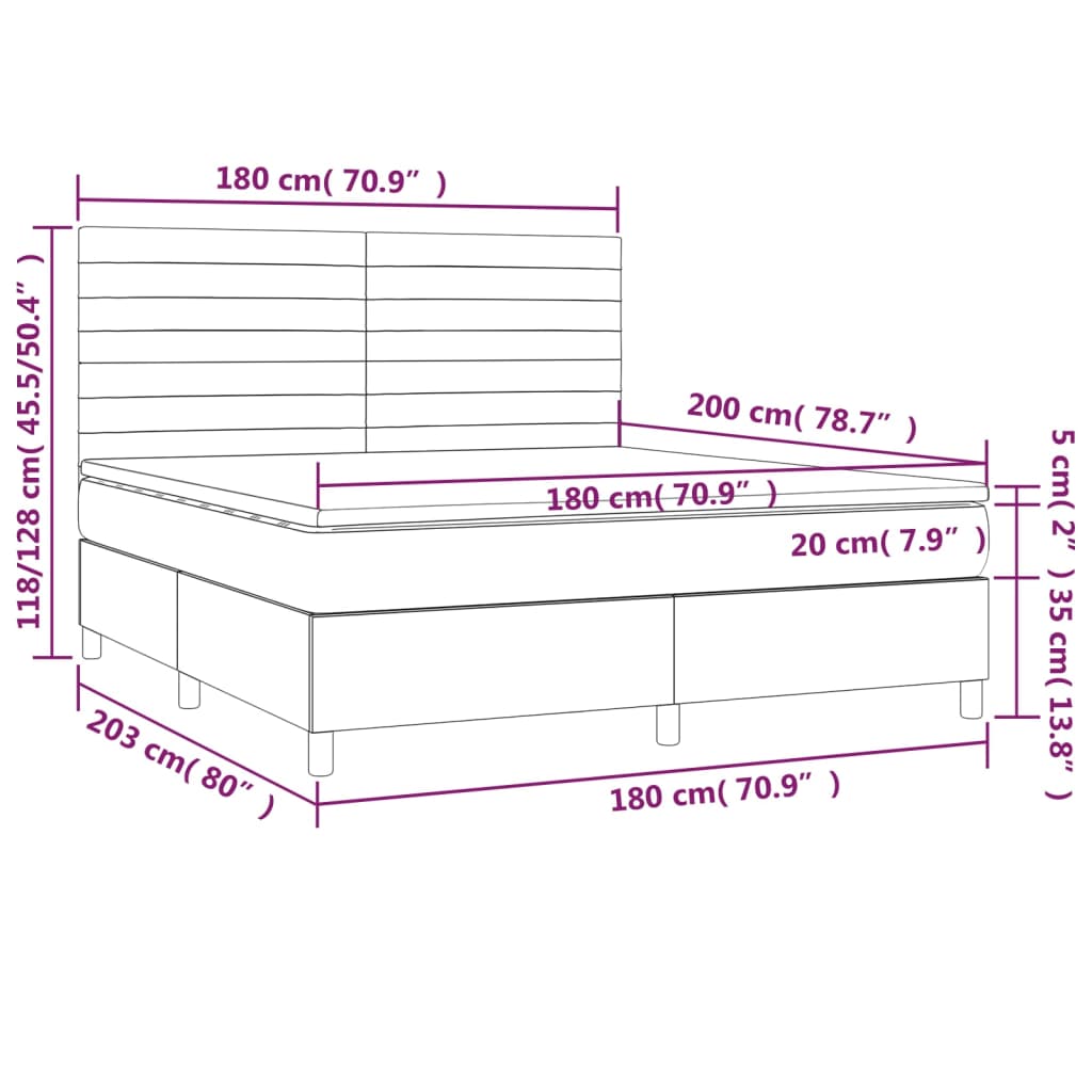 Box Spring Bed with Mattress Black 180 x 200 cm Velvet
