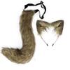 Cosplay Furry Ear Headband Tail Set With Bell Collar Anime Fans Adult Costume Accessories