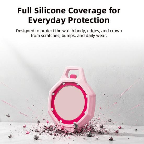 Soft Silicone Watch Protective Case Lightweight Octagonal Bumper Case with Strap