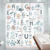 Kids Shower Curtain Cute Cartoon Alphabet Abc Sea Animal Blue Educational Ocean Bathroom Curtain Set Baby Boys Girls Bathcurta