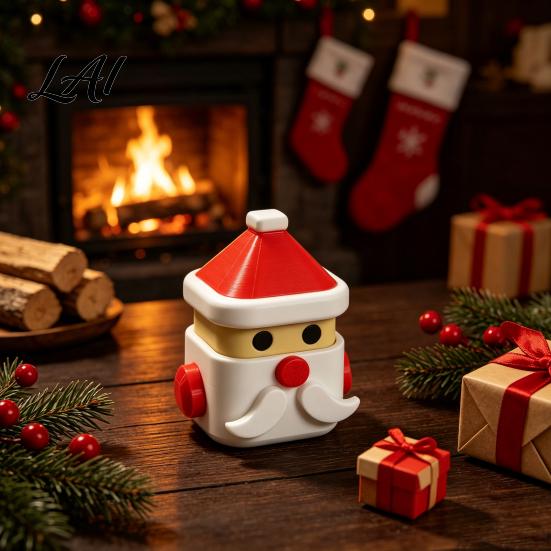 Christmas Party Favors 3D Printed Santa Claus Fidget Clicker Toy Cute Block Finger Press Unique Office Desk Accessories Sensory Mini Desktop