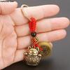 Lucky Cat Five Emperors Coin Brass Keychain Pendant Cute Animal Handmade Jewelry,Car Ornaments