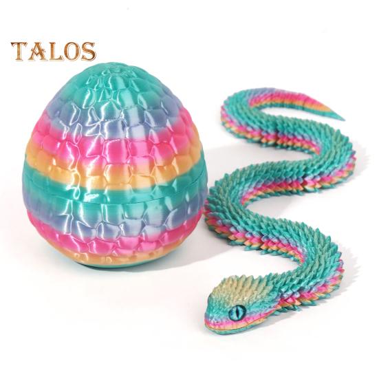 1 набор 3D-печатных фигурок в виде яйца змеи с подвижными суставами, игрушка-фиджет в виде яйца змеи с шарнирной змеей внутри, украшение для рабочего стола