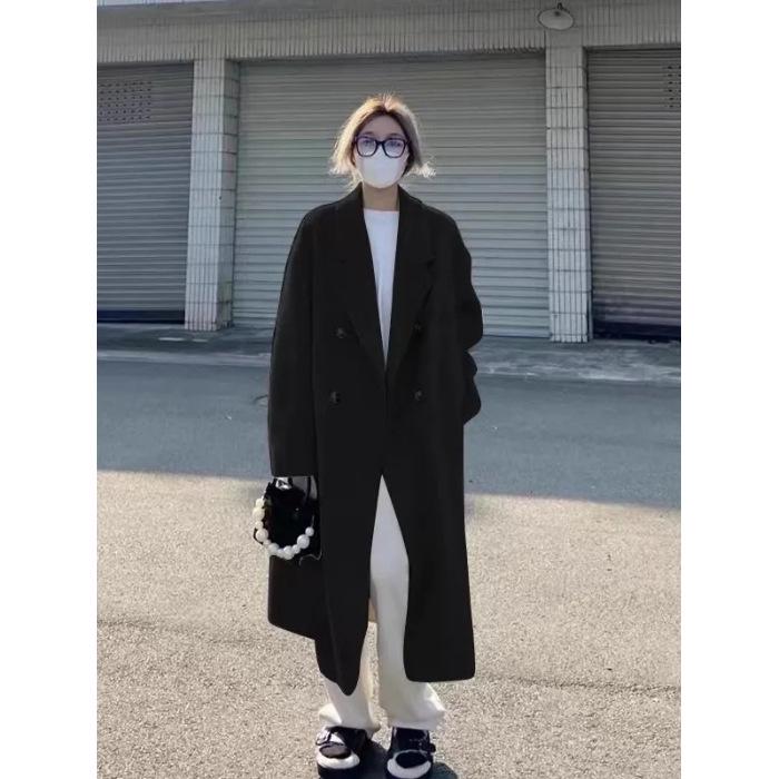 Women's 2023 Autumn/Winter Korean Fashion Thick Woolen Coat - Hepburn Style