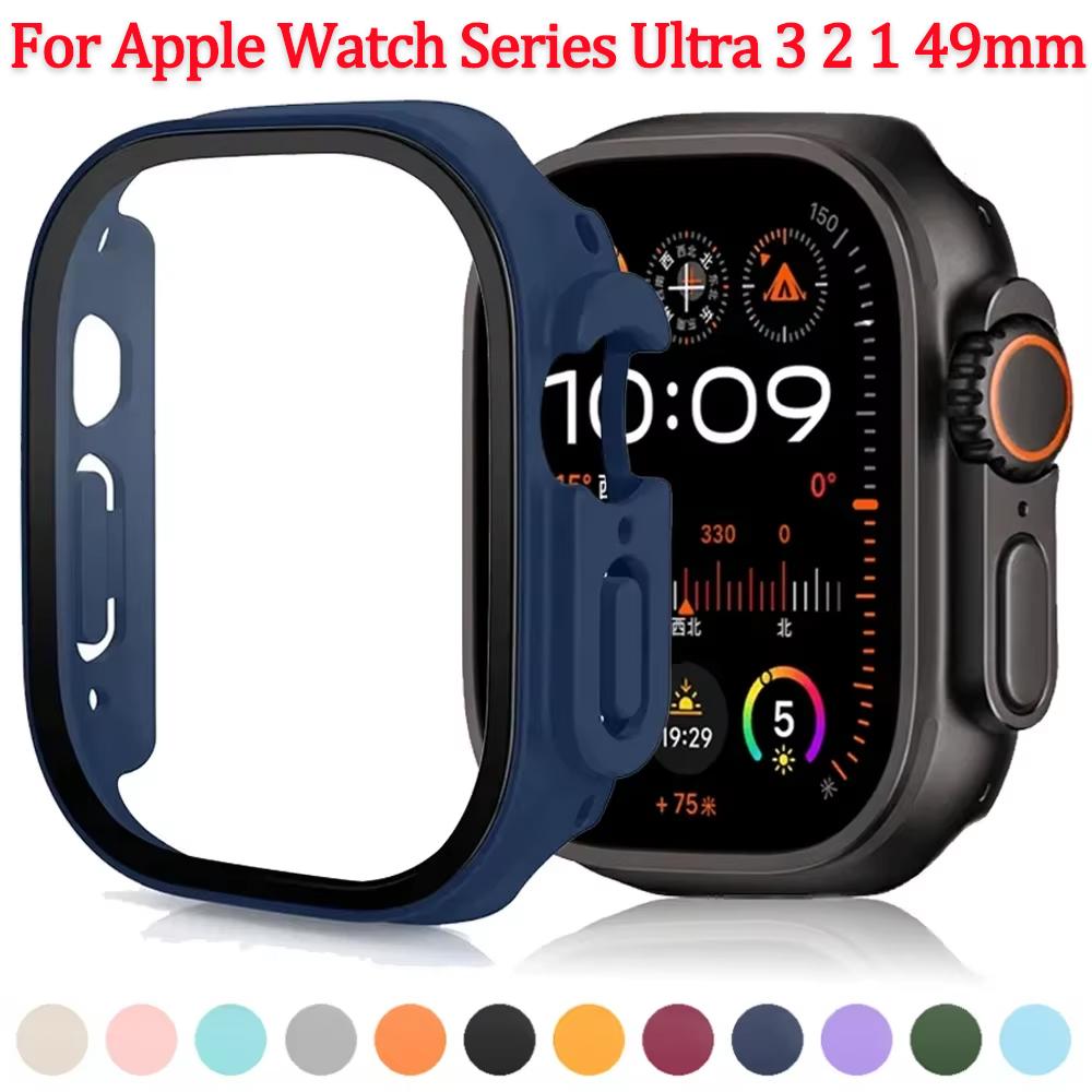 Закаленное Стекло+Чехол для Apple Watch Ultra 3 2 1 49 мм PC Бампер Защитная Пленка Чехол для iWatch Series Ultra 3 49 мм Аксессуары