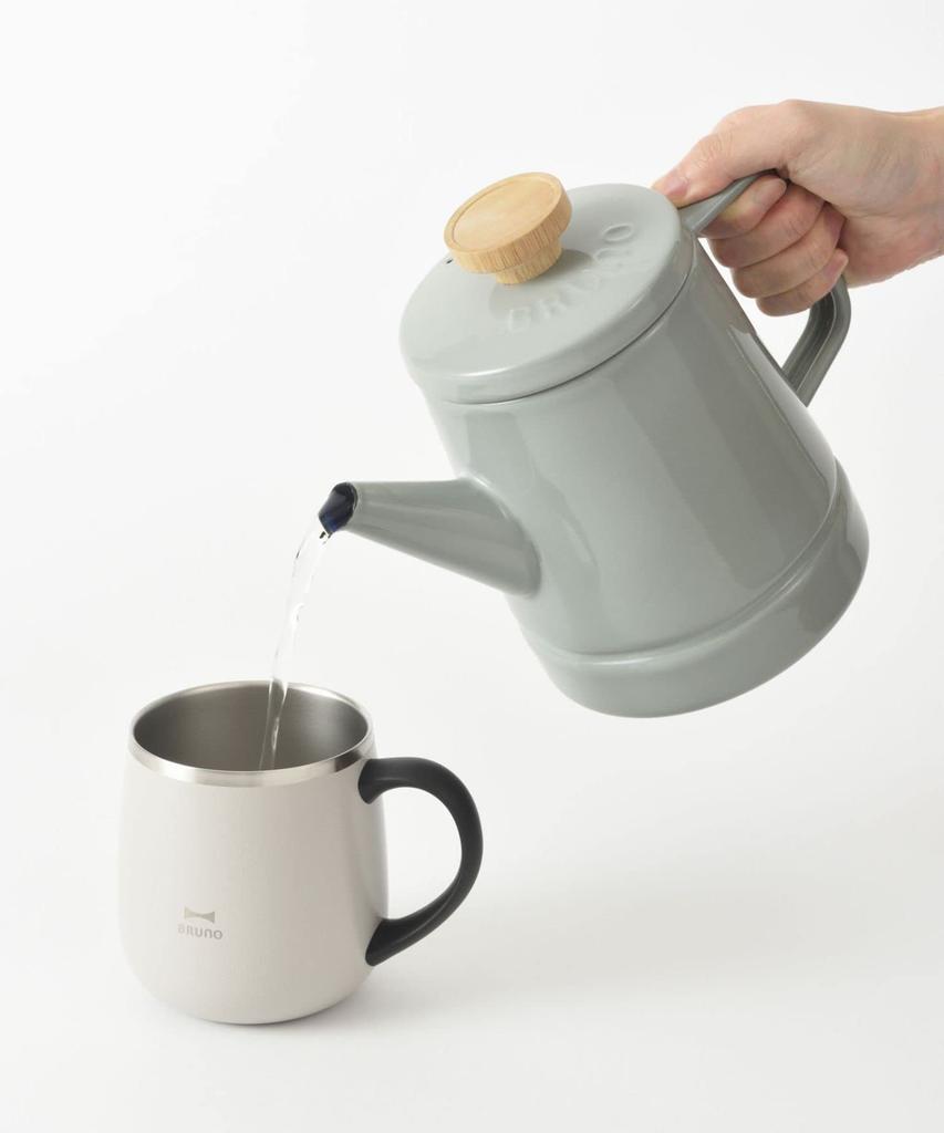 BRUNO Эмалированный индукционный прямой огонь газ Fuji Enamel уличный чайник, 1,6 л, Совместимый, Совместимый, Совместимый, Коллаборация, Серо-бежевый, Использовать, BHK282-GRG